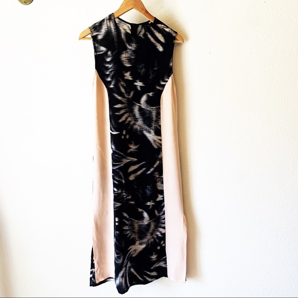 black and white print midi dress